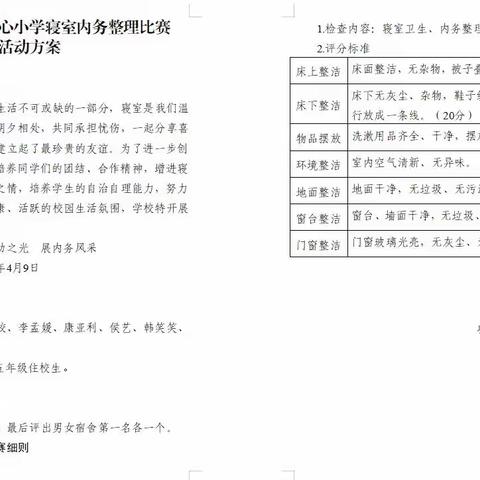 逐劳动之光 展内务风采——涉村镇中心小学寝室内务整理比赛