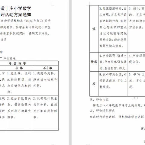 【丁庄教研】傅庄街道丁庄小学数学学科素养评价活动