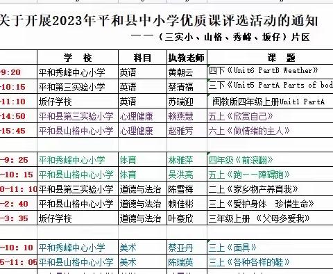 百舸争流竞风采　优课展示绽风华——平和县“三山秀坂”教研共同体举行片区优质课评选活动