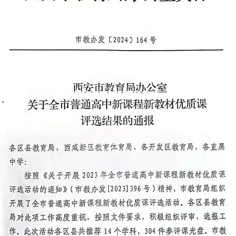 踔厉奋发捷报传，优质课堂展风采——热烈祝贺我校教师在2023年全市普通高中新课程新教材优质课评选活动中获奖