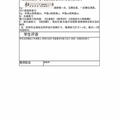 合肥市宁溪小学小号声部寒假作业