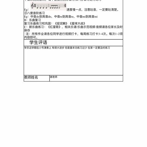 合肥市长淮新村小学小号声部寒假作业