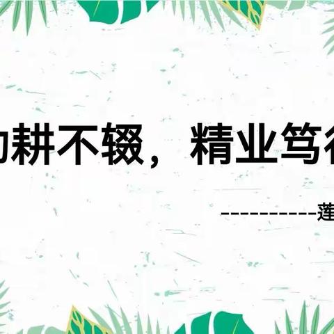 勤耕不辍，精业笃行--莲池小学数学教研，聚力前行