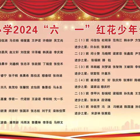 育才小学2023——2024学年下学期“三好学生”“红花少年”“进步之星”光荣榜