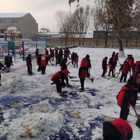 冰天雪地热火朝天齐上阵 清理积雪劳动教育暖人心                            ----东卓宿学区西石村学校