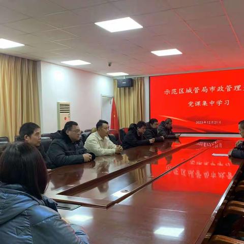 示范区城管局市政管理支部组织党课集中学习活动