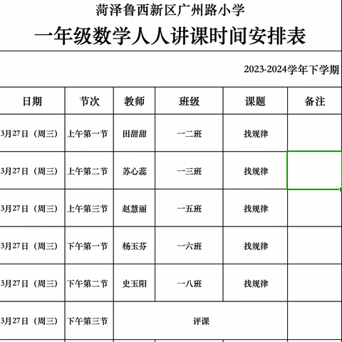 教以共进，研以致远——菏泽鲁西新区广州路小学一年级“人人讲课”活动