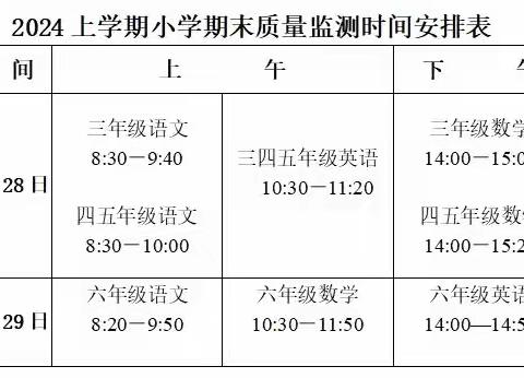 【金塘小学】2024年上学期期末质量监测及暑假安全致家长信