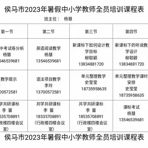 侯马市2023年暑假全员培训二中培训点七年级英语学科第一天