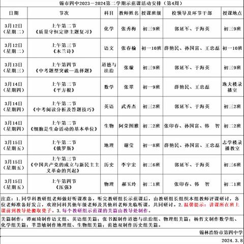 【示范引领促成长，砥砺前行满庭芳——锡市四中语文教研组长示范课】