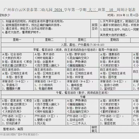 白云区景泰第二幼儿园大三班一周加油站