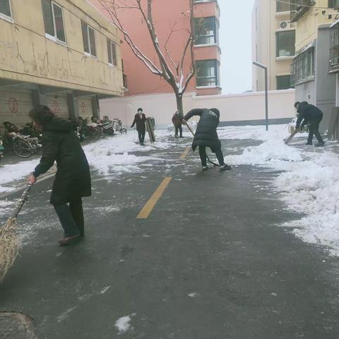 化林路街道建东一社区党支部开展“党建引领促安全、党员带头除冰雪”清雪行动