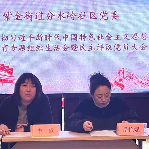 紫金街道分水岭社区党委召开主题教育专题组织生活会暨民主评议党员