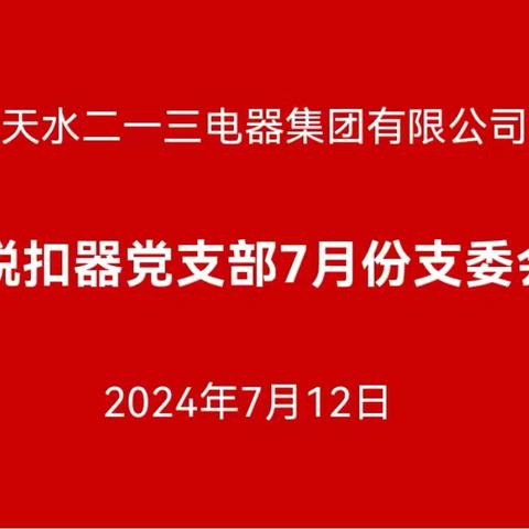 脱扣器党支部2024年7月份“三会一课”暨主题党日活动纪实