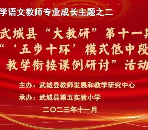 【润泽研思】追逐光，靠近光，成为光——武城县大教研第十一期暨“‘五步十环’模式低中段阅读教学衔接课例研讨”活动