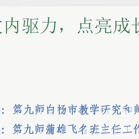 点亮心灯，驱动成长————第九师蒲雄飞名班主任线上学习活动纪实