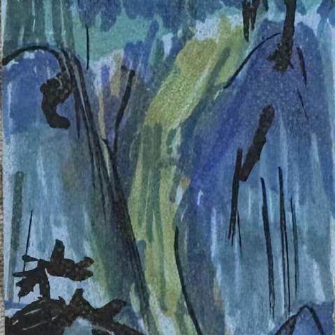 女儿的创作：画中山水间的静谧与灵动