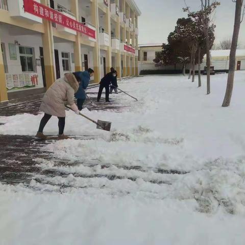 寒风送瑞雪，责任护平安——杨屯镇卞庄小学开展清雪除冰活动