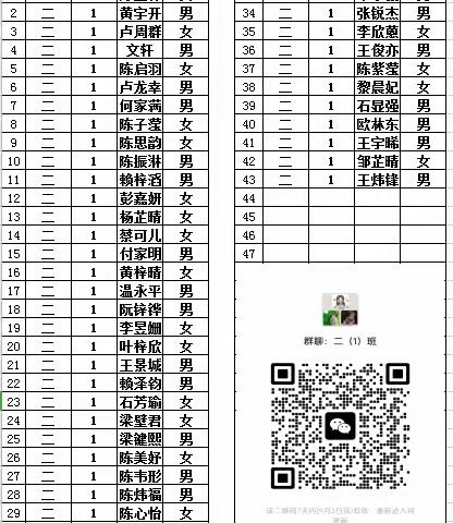 2023~2024学年二年级分班学生名册