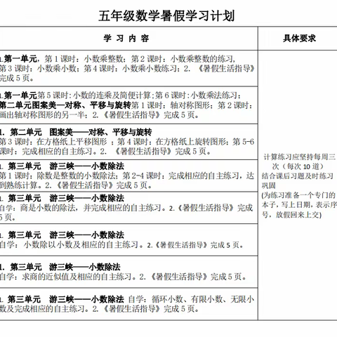 翰林小学五年级暑假生活指导