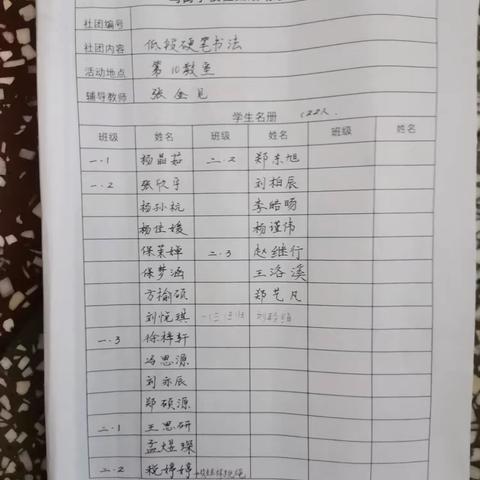 马街小学社团活动——低段铅笔楷书