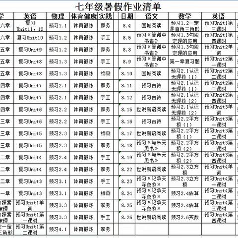 商河县胡集中学2023年暑假作业“晒一晒”