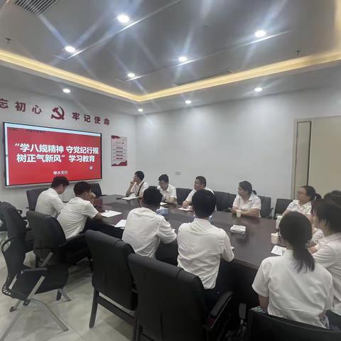 九江修水支行积极开展“学八规精神 守党纪行规 树正气新风” 学习教育专题活动