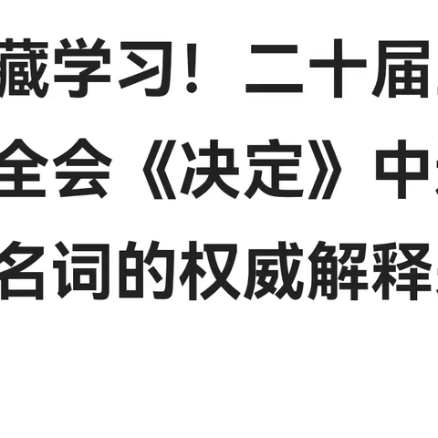 学习党的二十届三中全会《决定》中的名词解释