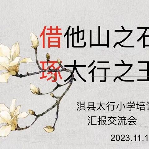 借他山之石  琢太行之玉——淇县太行小学教育集团培训汇报交流会