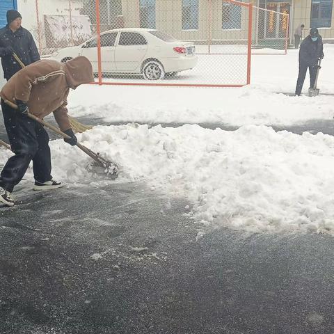 开河村组织志愿者对村内广场，长者食堂及主干道路段进行积雪清除，保障村民出行安全。