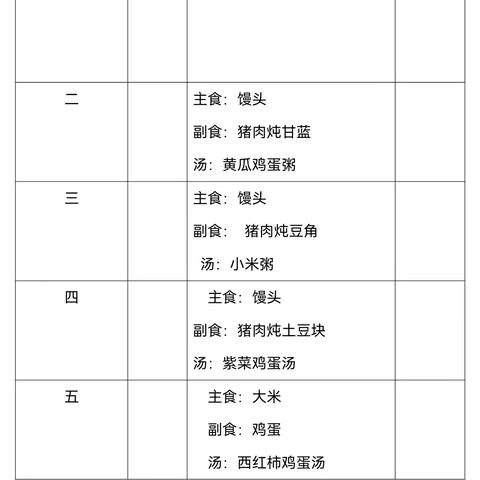 北鄌郚小学第十六周午餐食谱公示