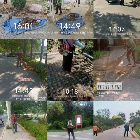 9月4日，为进一步改善城乡人居环境，减少扬尘污染，广平住建局全力以赴，对公园、游园、道路绿化带进行清扫保洁、补植修剪工作，包括：设施维修、公园道路清扫、清洗、苗木补植、修剪。