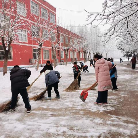 团结一心清积雪，凝心聚力护校园——田村小学五二班冬日扫雪劳动教育