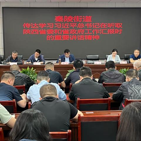 秦陵街道学习传达习近平总书记在听取陕西省委和省政府工作汇报时的重要讲话精神