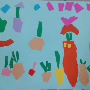 幼儿园《蔬菜园子》撕贴画