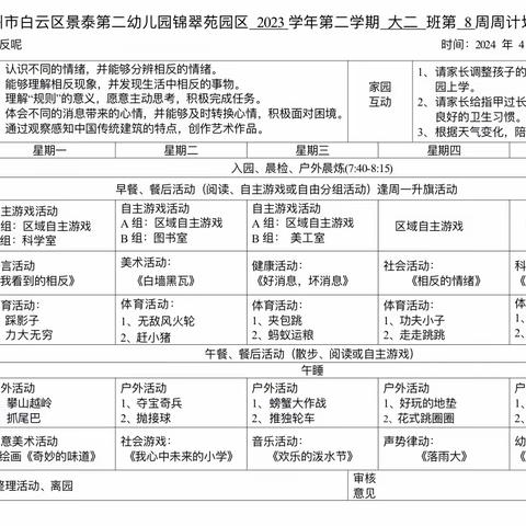 锦翠园大二班第8周活动分享