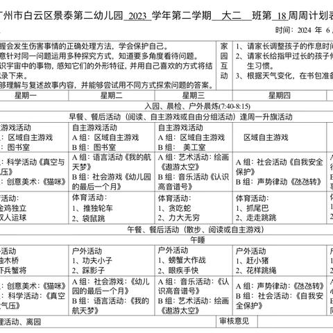 锦翠园大二班第18周活动分享