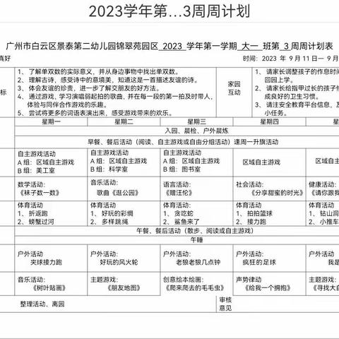 锦翠园大一班第一学期第三周活动分享