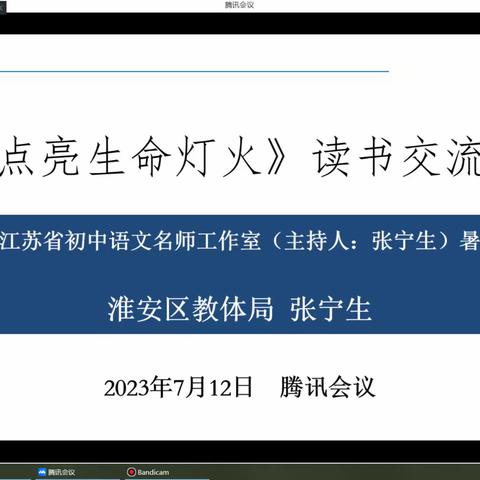 点亮灯火，携手前行  ——江苏省初中语文名师工作室（主持人：张宁生）开展暑期网络集中研修活动