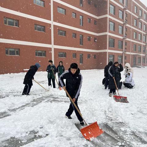 扫雪护行 情暖校园—滨州实验学校2022级4班扫雪活动