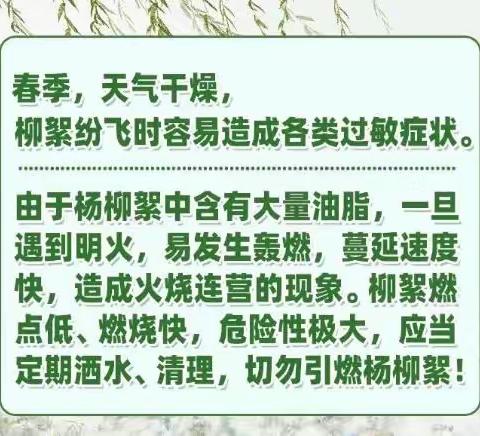 【科普宣传】柳絮纷飞日，这份杨柳絮消防安全提示请收好