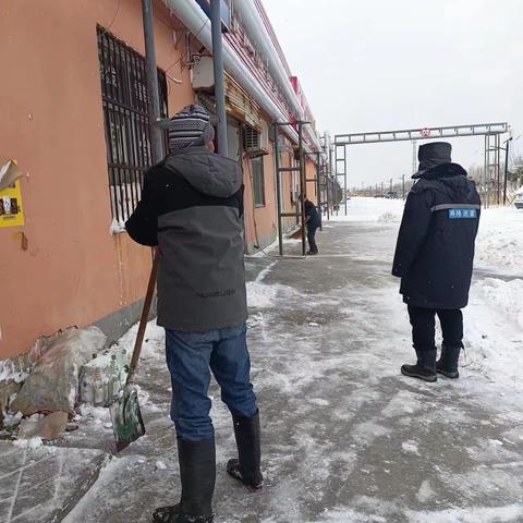 网格员发动群众及时清理路面积雪