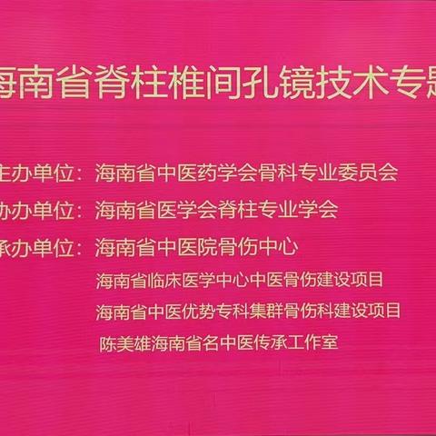 海南省中医药学会骨科专业委员会海南省脊柱椎间孔镜技术专题学习班成功召开