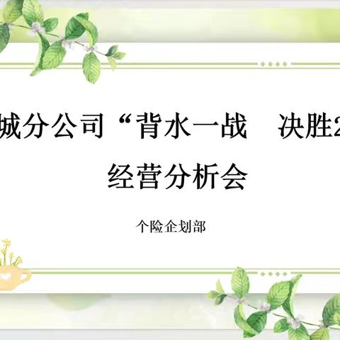 知不足而奋进  望目标而前行 塔城分公司个险渠道“背水一战 完胜24”经营分析会