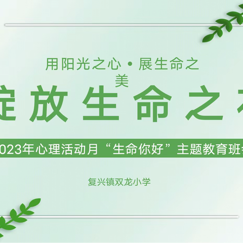 “生命，你好！”——澧县复兴镇双龙小学心理健康宣传月活动