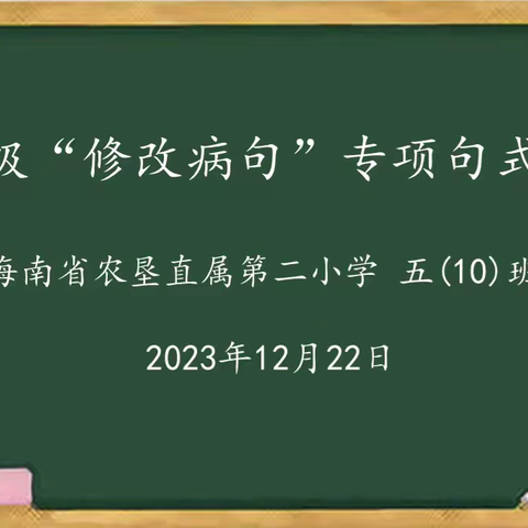 知识大比拼  学子展风采 ——海南省农垦直属第二小学五年级“修改病句”专项知识竞赛