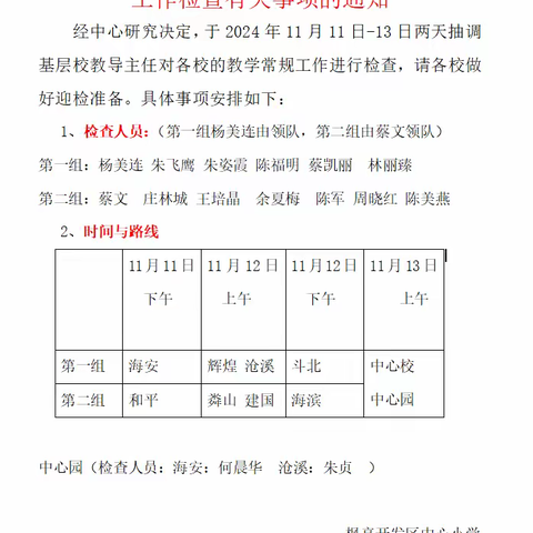 勤于常规，精于专业——仙游县枫亭开发区中心小学2024年秋季期中教学常规检查