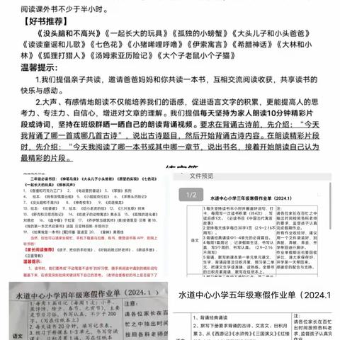 寒来“书”往，悦读成长 ——记水道镇中心小学学生寒假读书活动