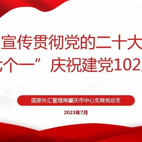 学习宣传贯彻党的二十大精神 “七个一”庆祝建党102周年—外汇局肇庆市中心支局党总支举办主题党日活动