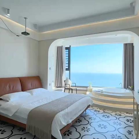 Seafog思弗民宿.由溯 中古风一线海景大床房带浴缸 （2栋A座22楼2207） ‍ ‍